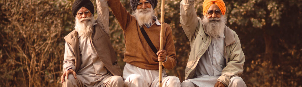 Three protestors at the 2020-2021 Indian Farmers’ Protest